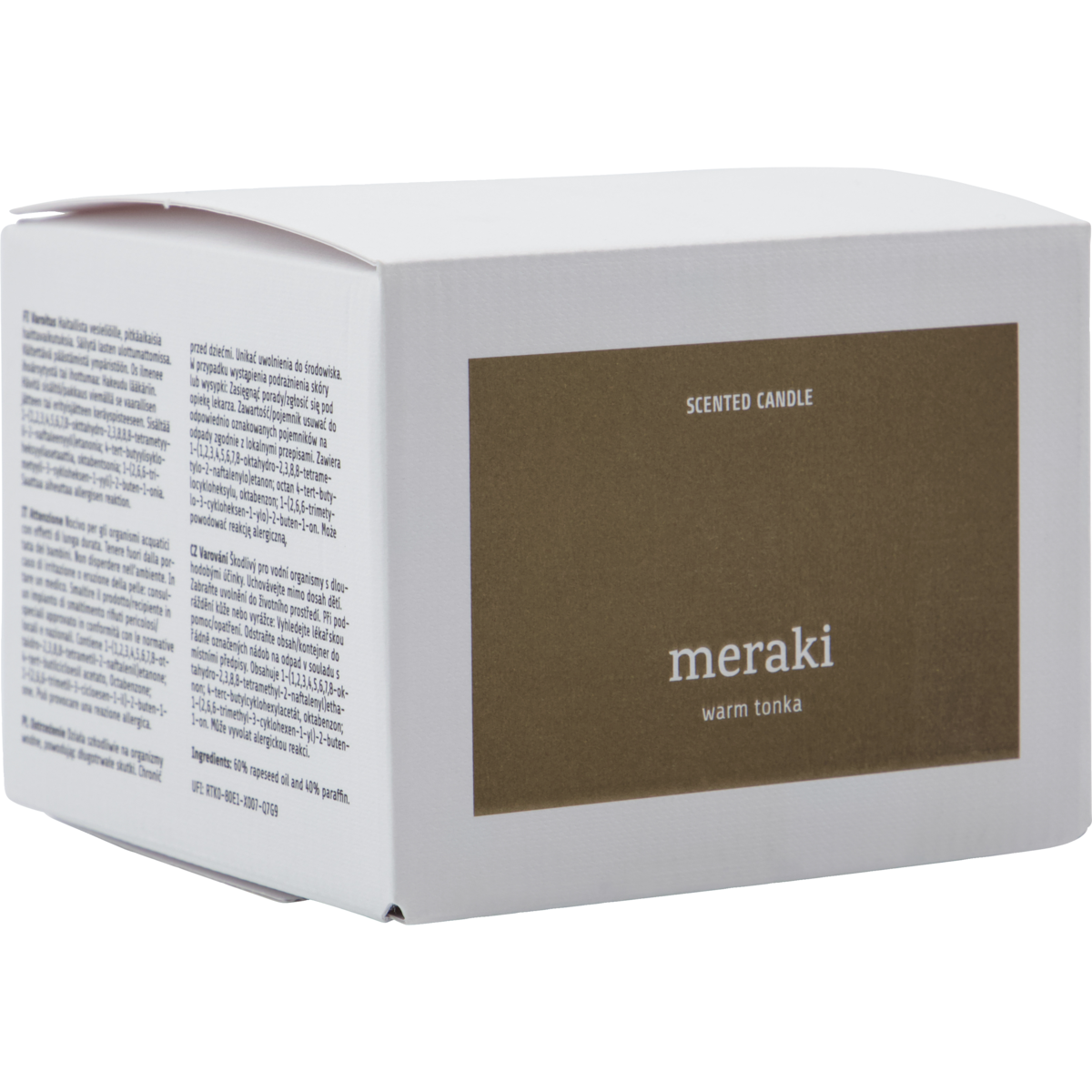 Scented candles, warm tonka, brown