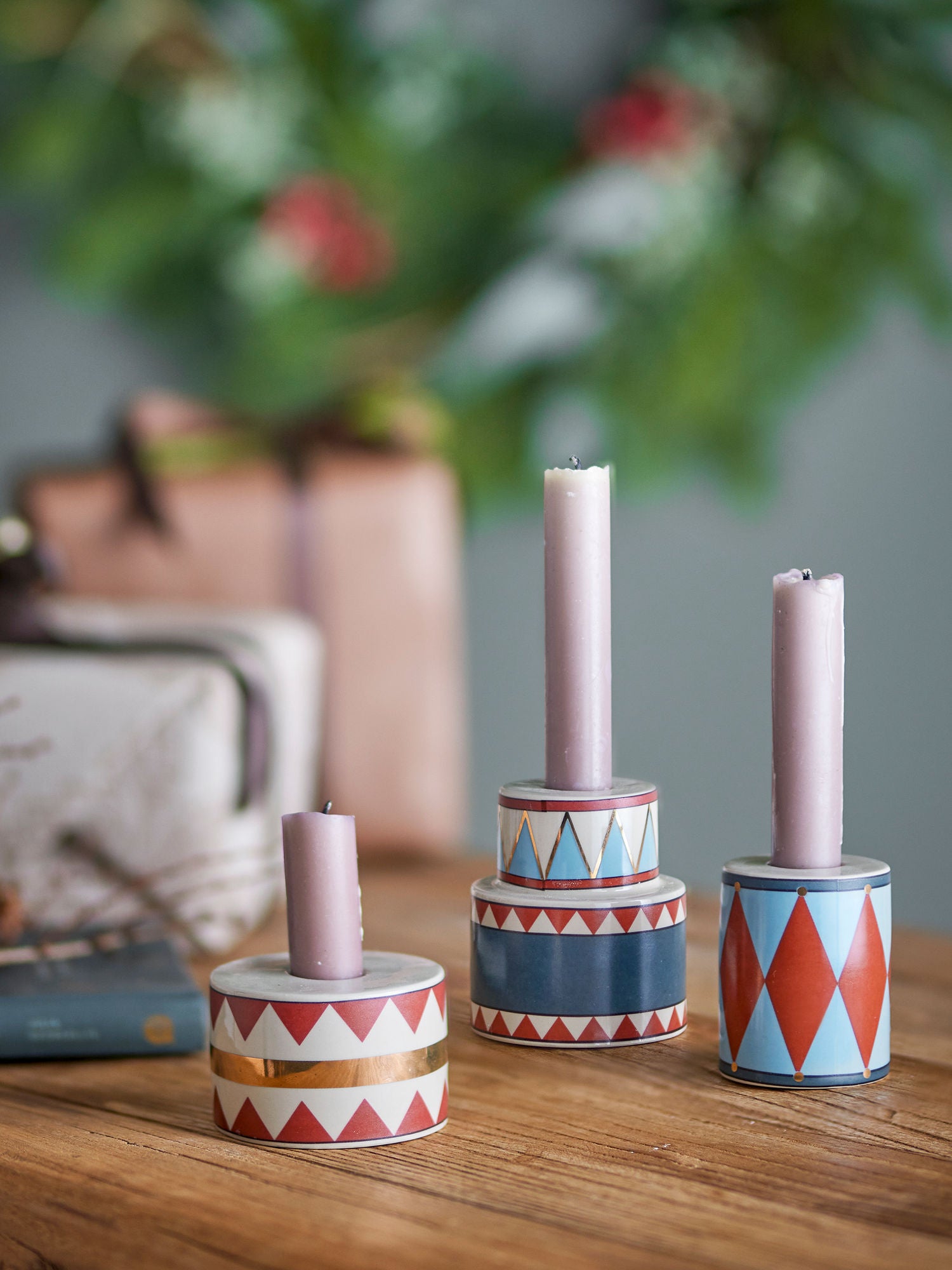 Bloomingville Bitja Candlestick, Blue, Stoneware