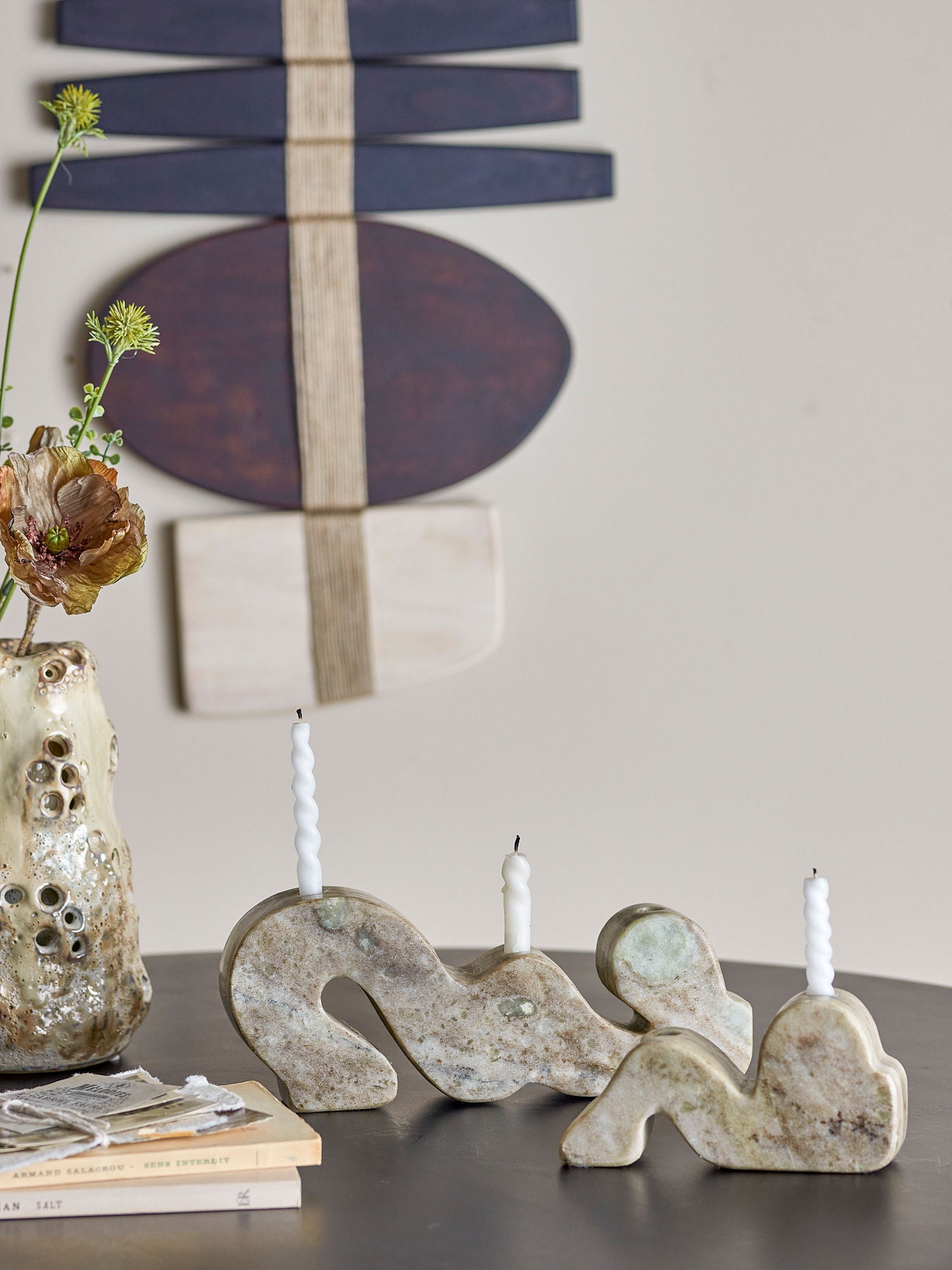 Bloomingville Liabella candlestick, gray, marble