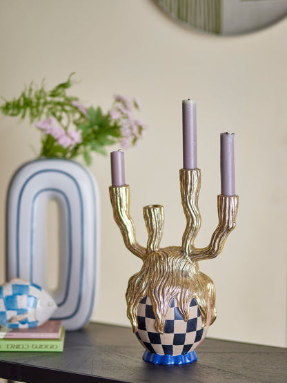 Bloomingville Medusa Candlestick, Gold, Polyresin