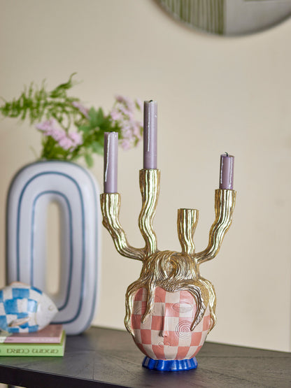 Bloomingville Medusa Candlestick, Gold, Polyresin