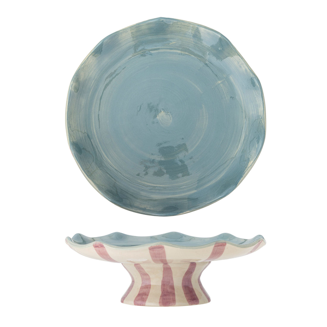 Bloomingville Willa cake dish, pink, stoneware