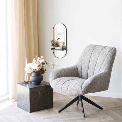 Olbia mirror - Olbia mirror, metal shelf, metal, black 25x12x60 cm