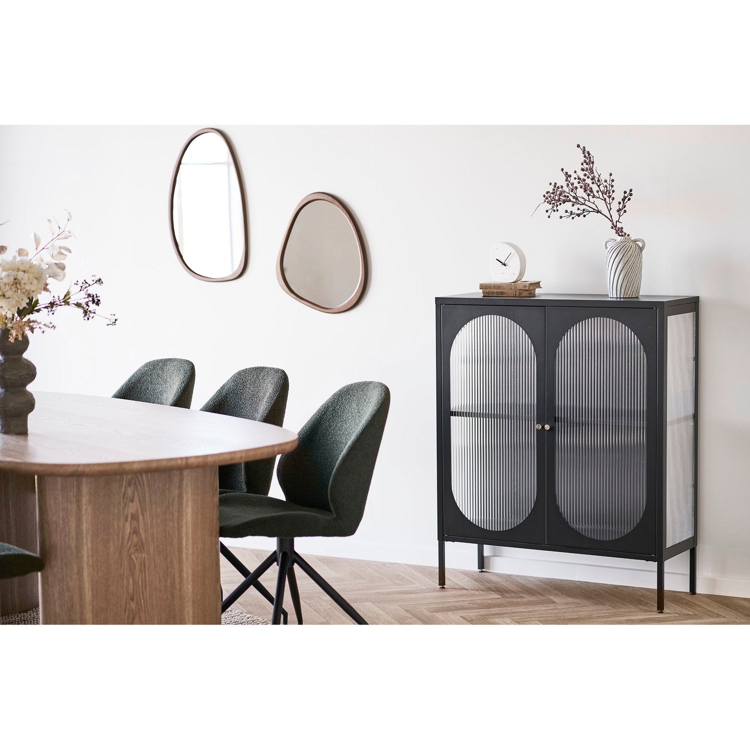 Luxon mirror - mirror, organic shape, wood look 44x48 cm