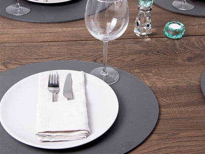 Oval cover napkin // dark gray PU - HARD