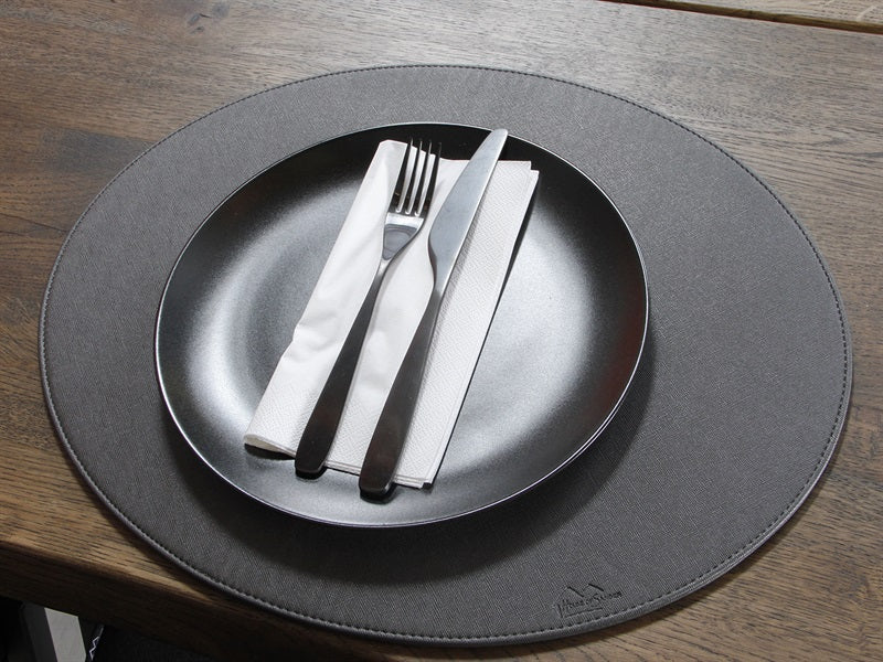 Oval cover napkin // dark gray PU - HARD