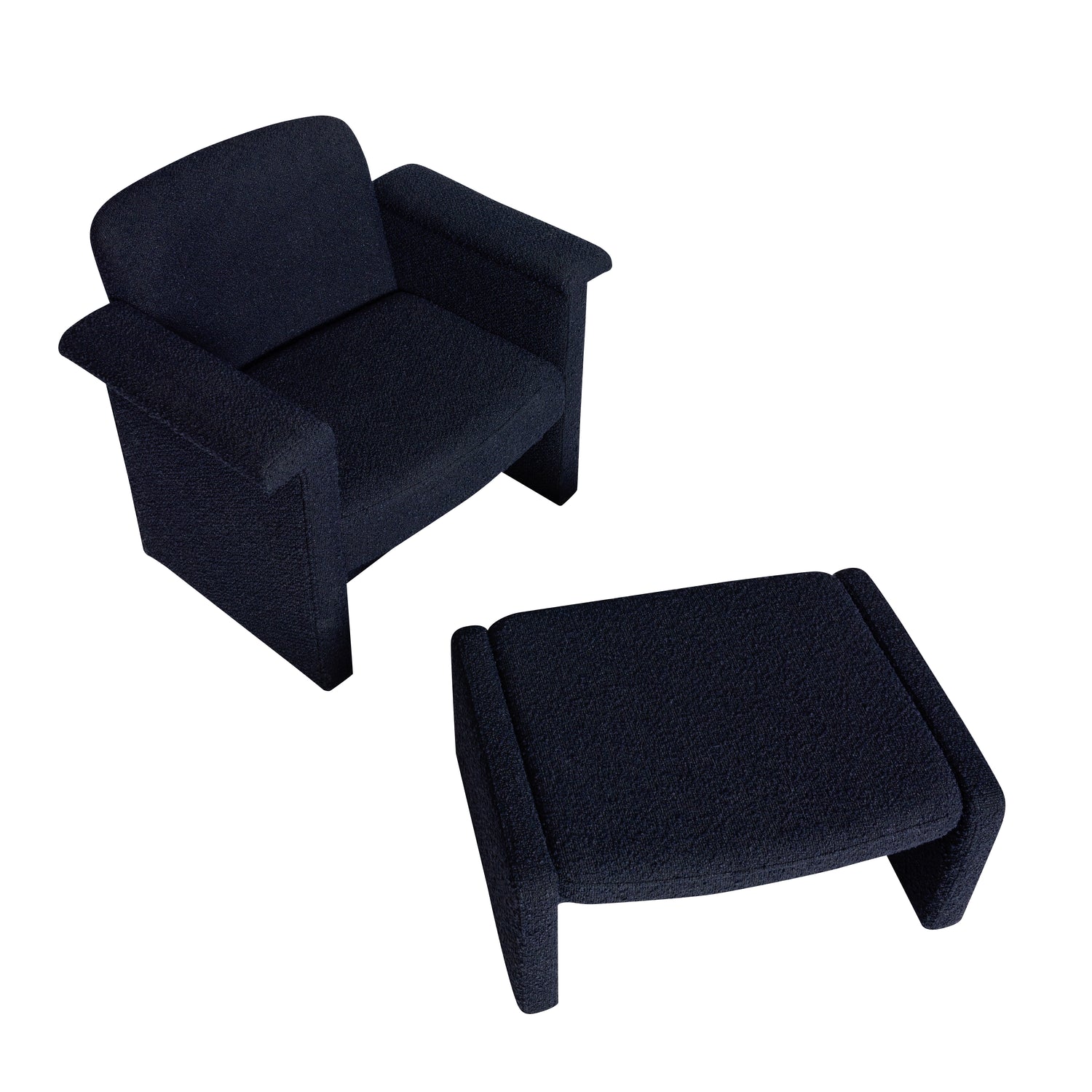 Softy Lounge chair Dark blue (set of 2) - 96x73xh78cm, 76x55xh35cm