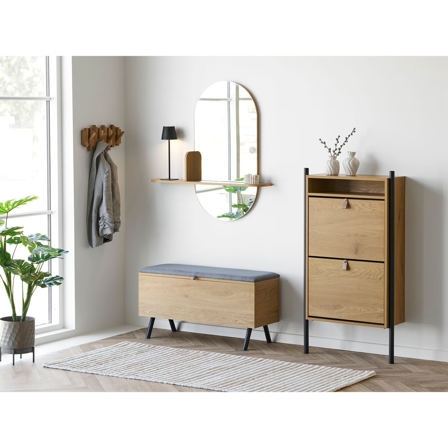 Barco Shoe Cabinet - Shoe Cabinet, Oak Wood Look 62x26x118 cm