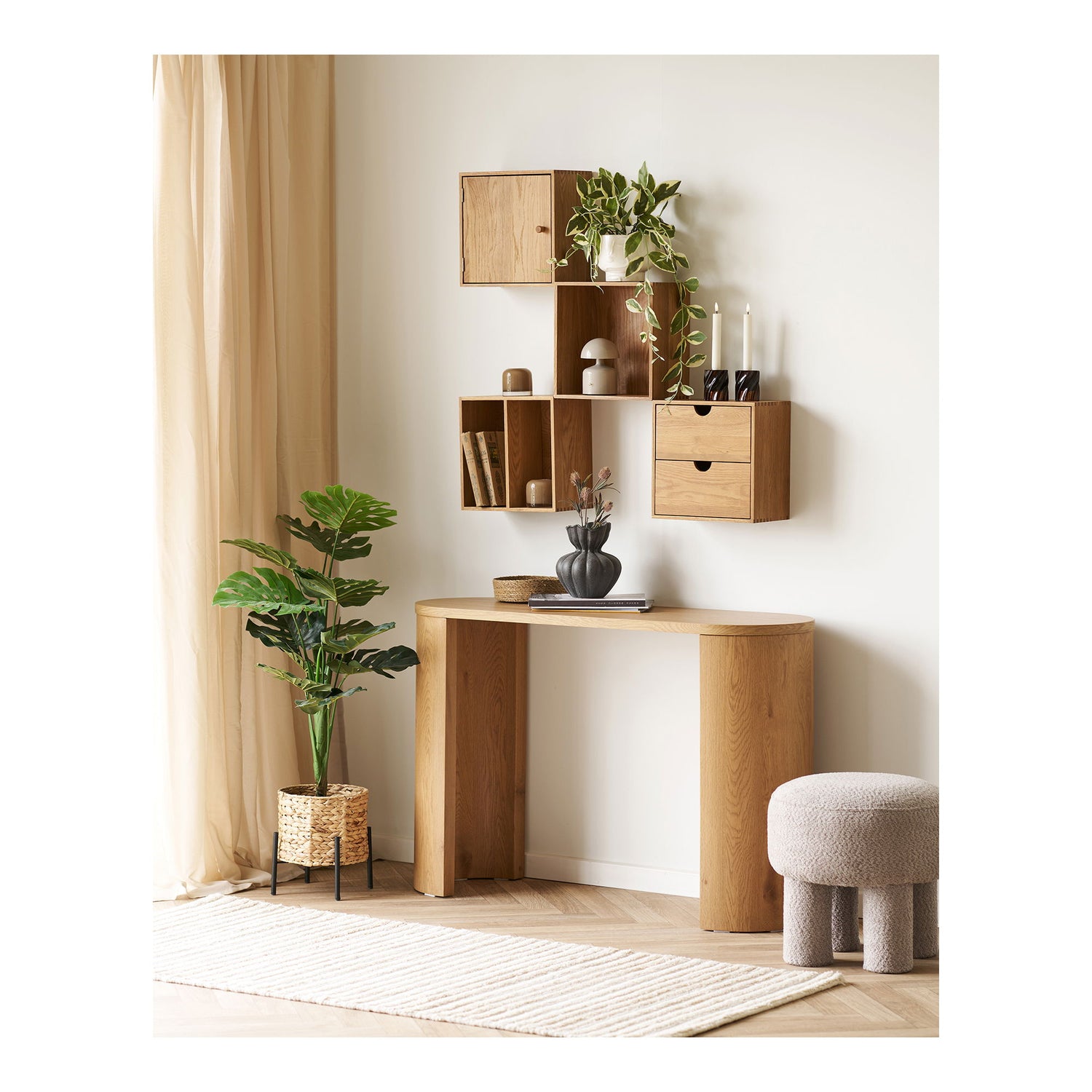 Townsville wall shelf with drawers - Wall shelf with drawers, oak 18x30x30 cm