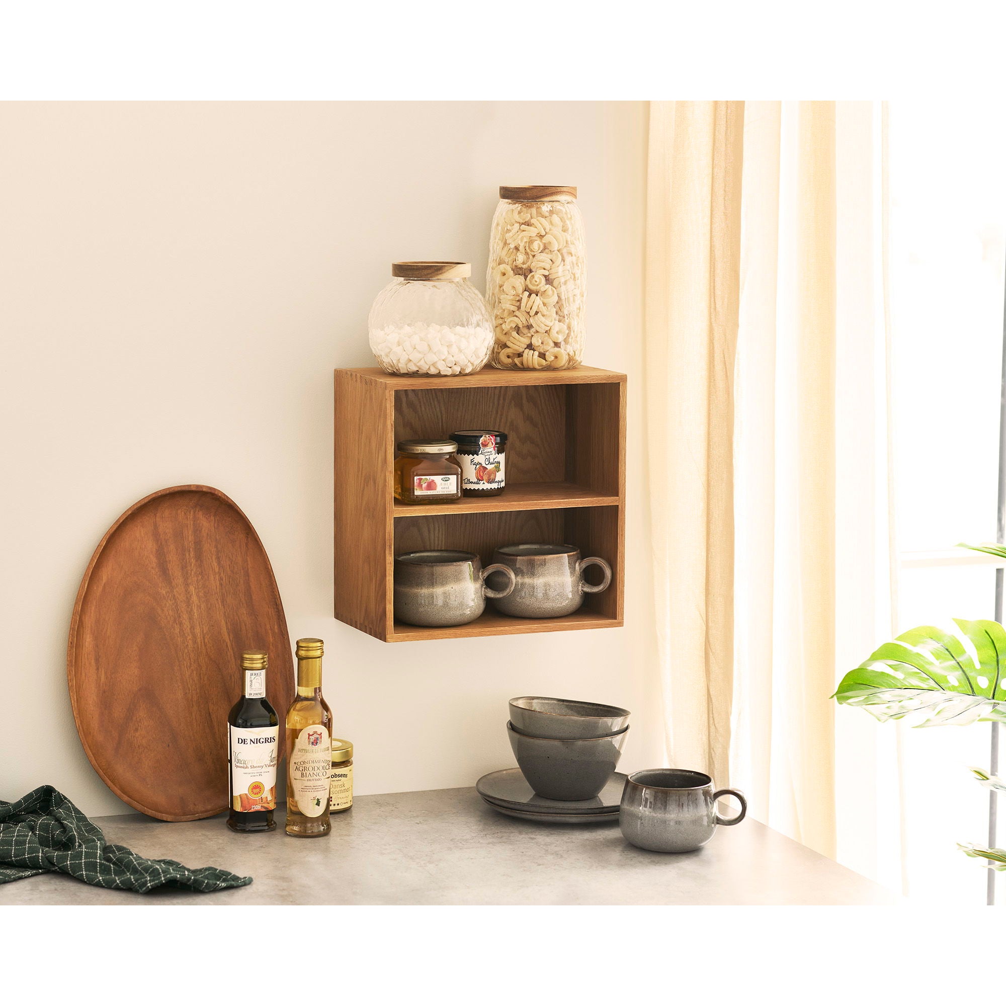 Townsville Wall shelf with vertical compartments - Wall shelf with vertical compartments, oak 18x30x30 cm