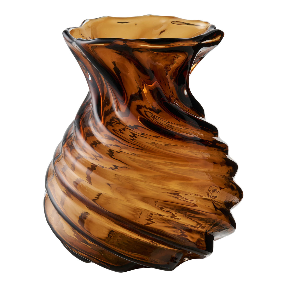 Vase - vase, mouth -blown glass, smoked brown Ø16x18.5 cm