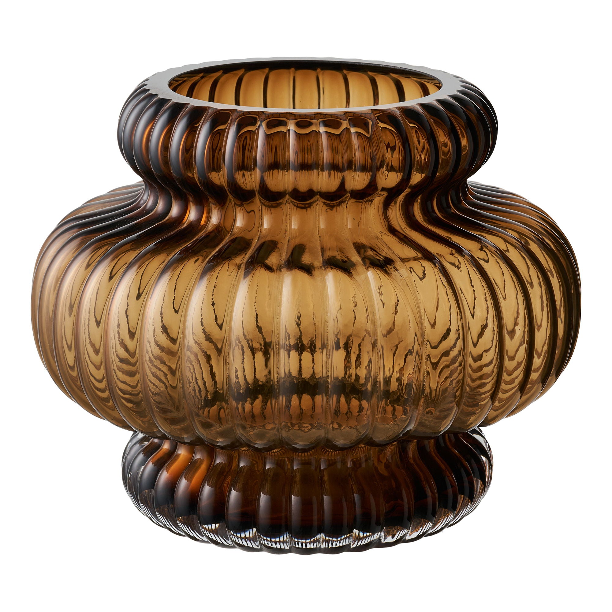 Vase - vase, mouth -blown glass, smoked brown Ø20X16 cm