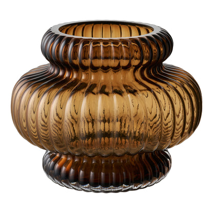 Vase - vase, mouth -blown glass, smoked brown Ø20X16 cm