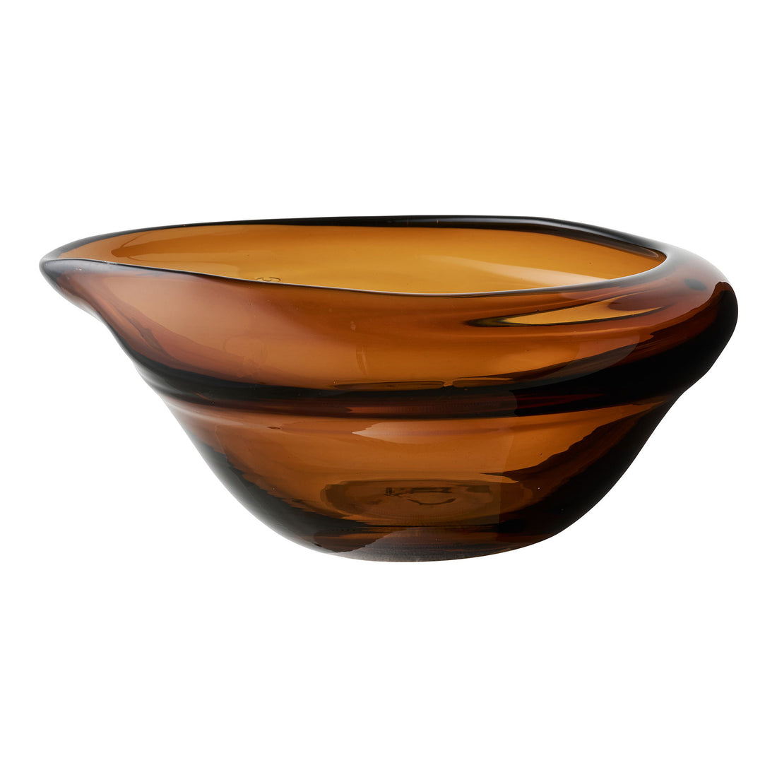 Bowl - bowl, mouth -blown glass, smoked brown 29x26x11 cm