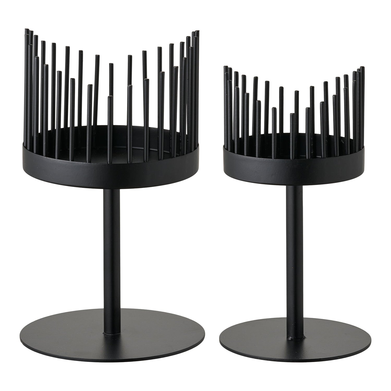 Candlestick - candlestick, steel, black set of 2