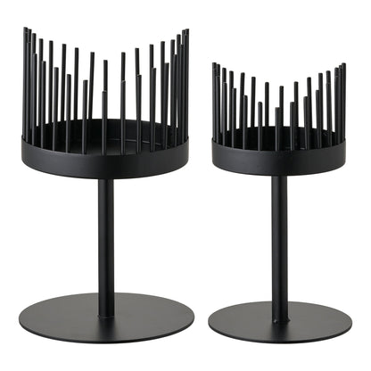 Candlestick - candlestick, steel, black set of 2