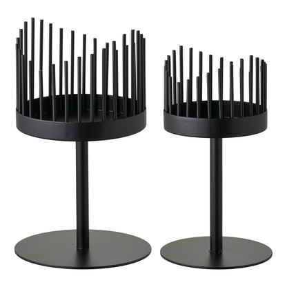 Candlestick - candlestick, steel, black set of 2