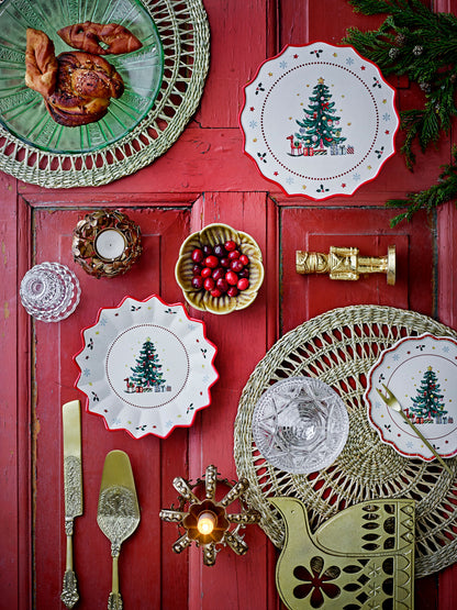 Bloomingville naive cake dish, red, ceramics