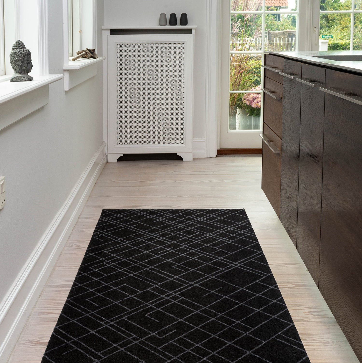 Floor mat 90 x 130 cm - Lines/Black Gray