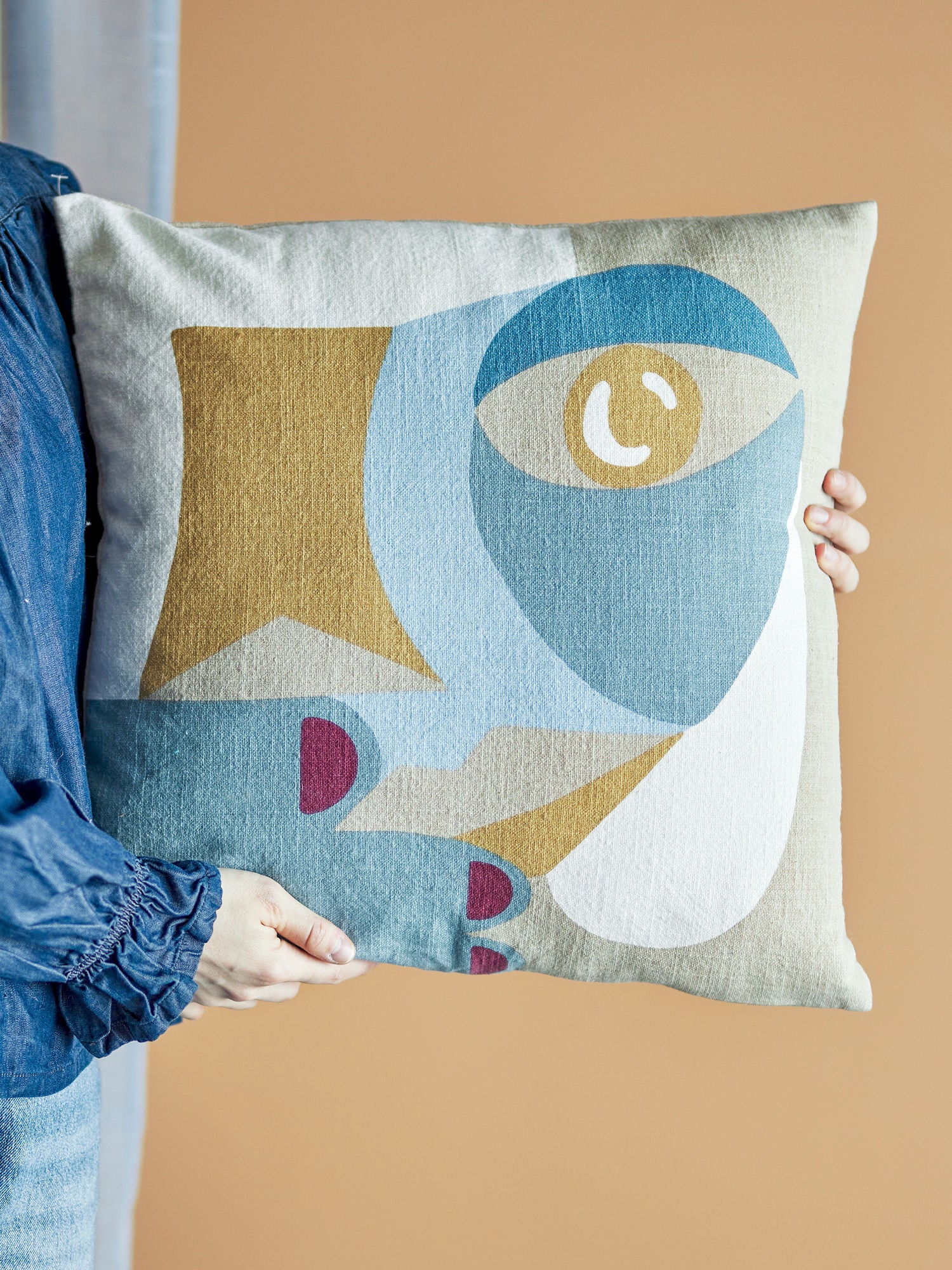 Bloomingville Ditte Cushion, Blue, Cotton