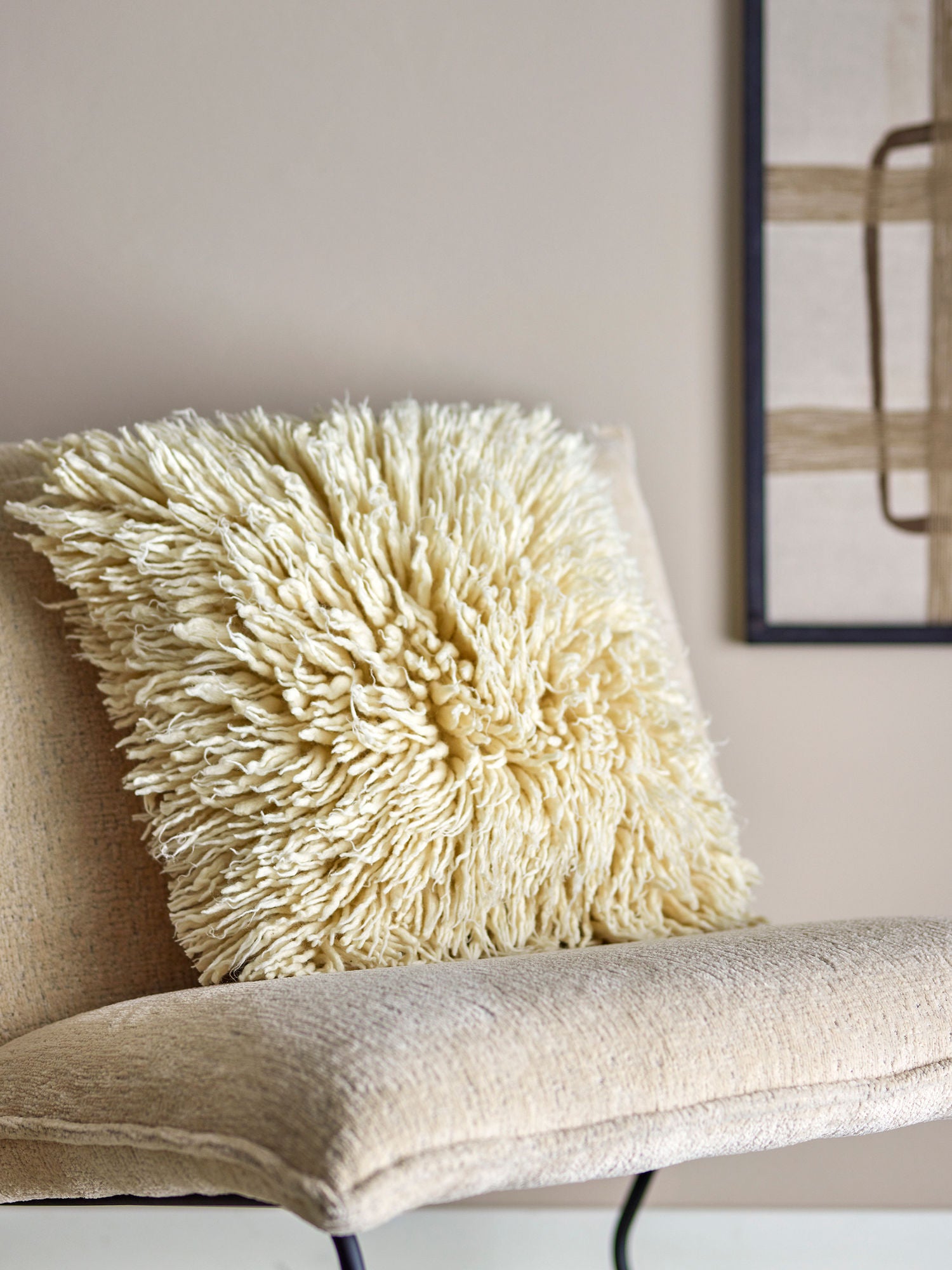 Bloomingville Star pillow, nature, wool