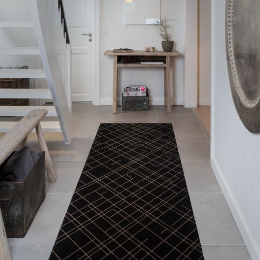 Floor mat 90 x 200 cm - Lines/Sand Black