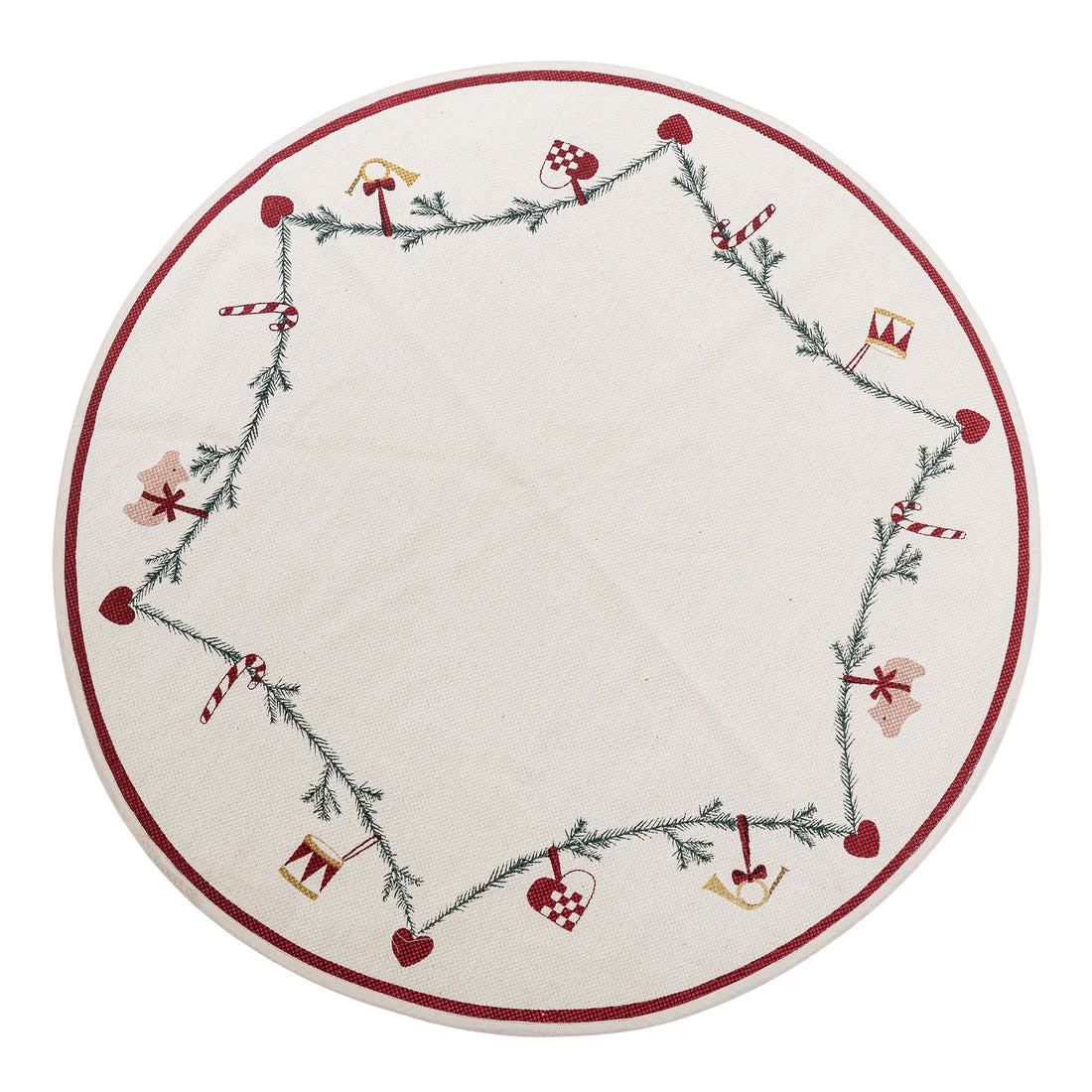 Bloomingville Yule Christmas tree blanket, red, cotton