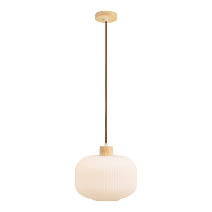 Argalo pendant - pendant, glass/wood, white Ø30 cm