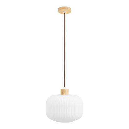 Argalo pendant - pendant, glass/wood, white Ø30 cm