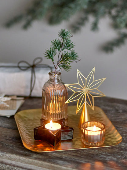 Bloomingville Sanga tray w/pine fate, gold, glass