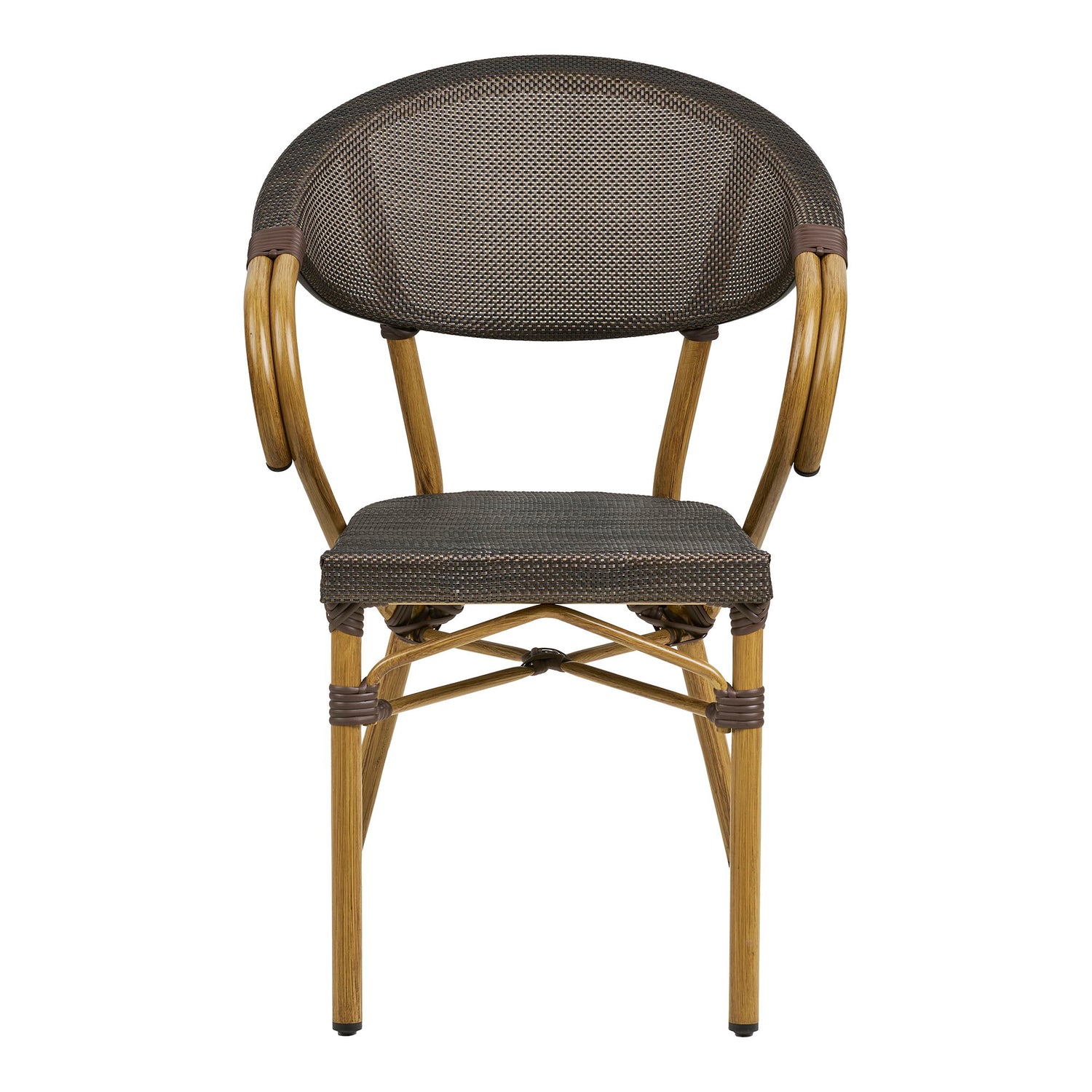 Calda Dining table chair - Dining table chair, aluminum/textiles, dark brown, bamboo look legs
