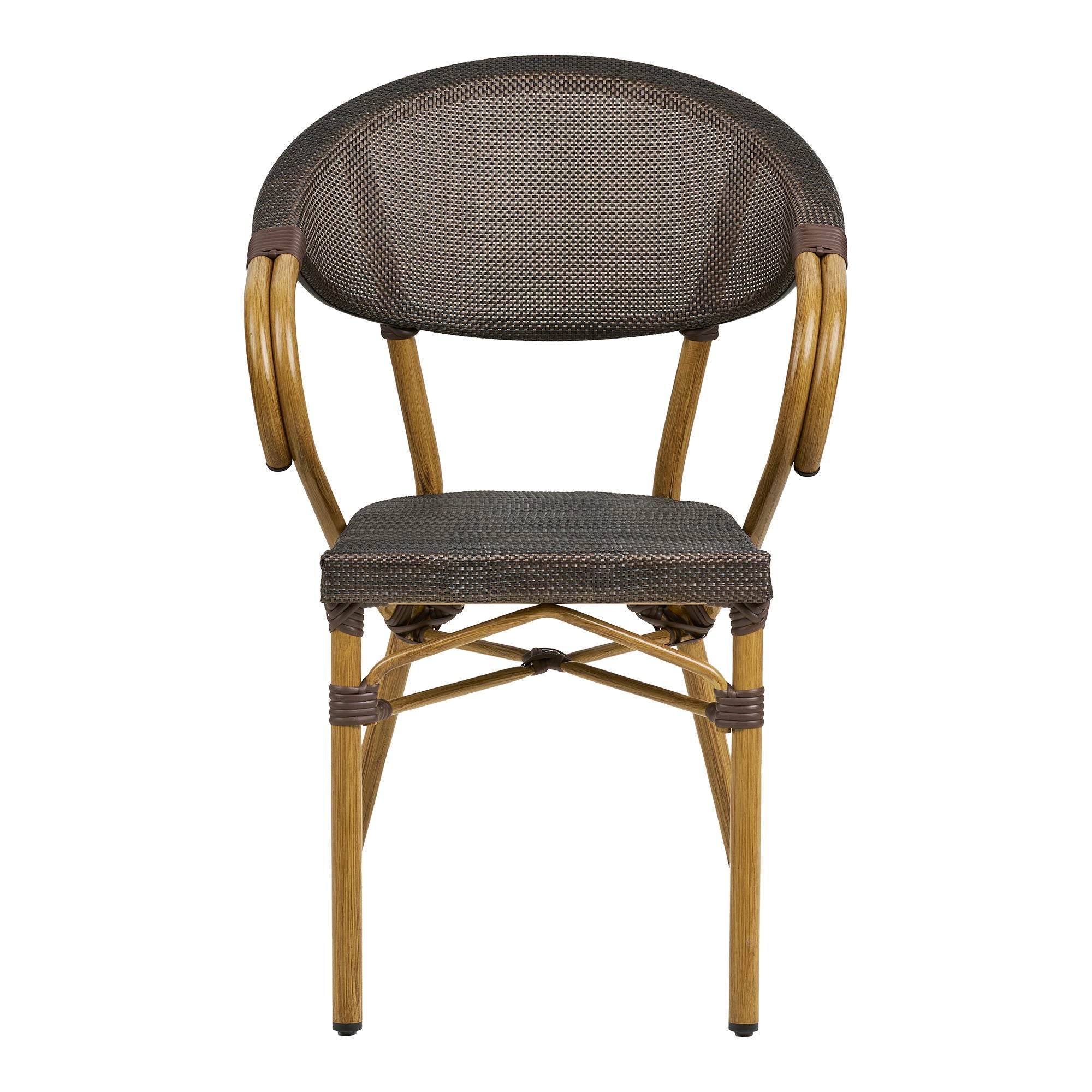 Calda Dining table chair - Dining table chair, aluminum/textiles, dark brown, bamboo look legs