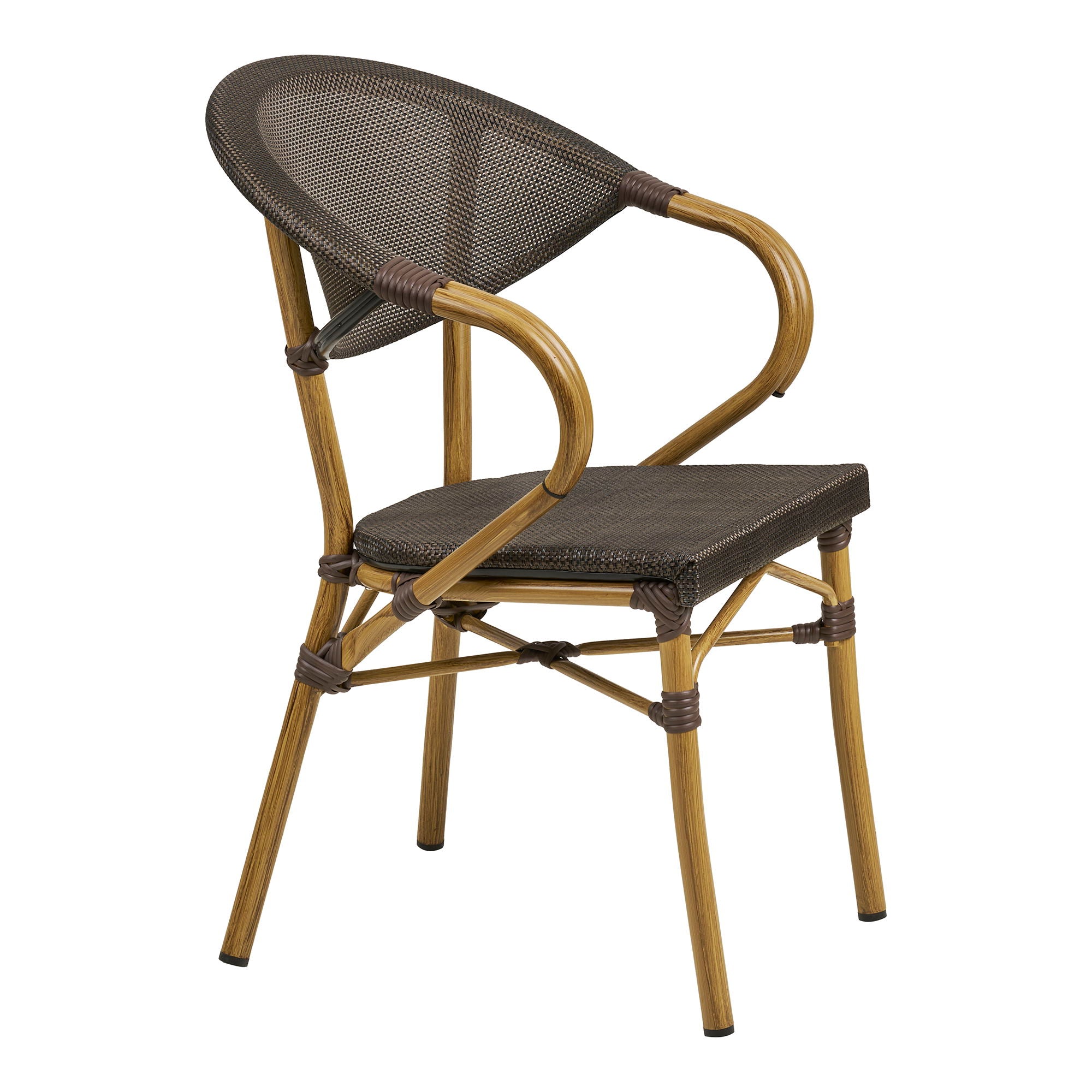 Calda Dining table chair - Dining table chair, aluminum/textiles, dark brown, bamboo look legs