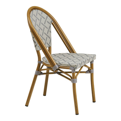 Lauria dining chair - dining table chair, aluminum/textiles, white, gray, bamboo look legs