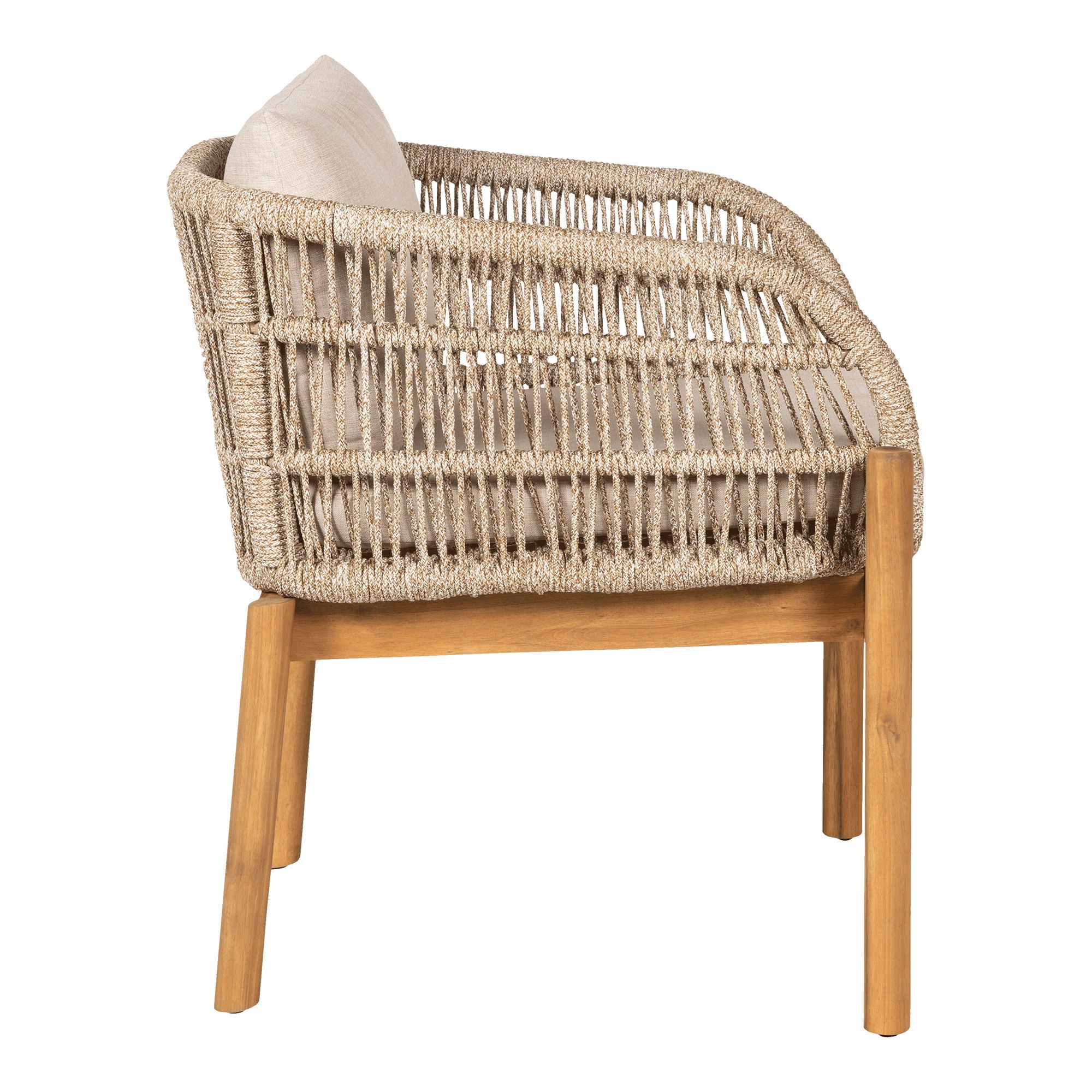 Dining table chair, acacia, beige, incl. Cushion
