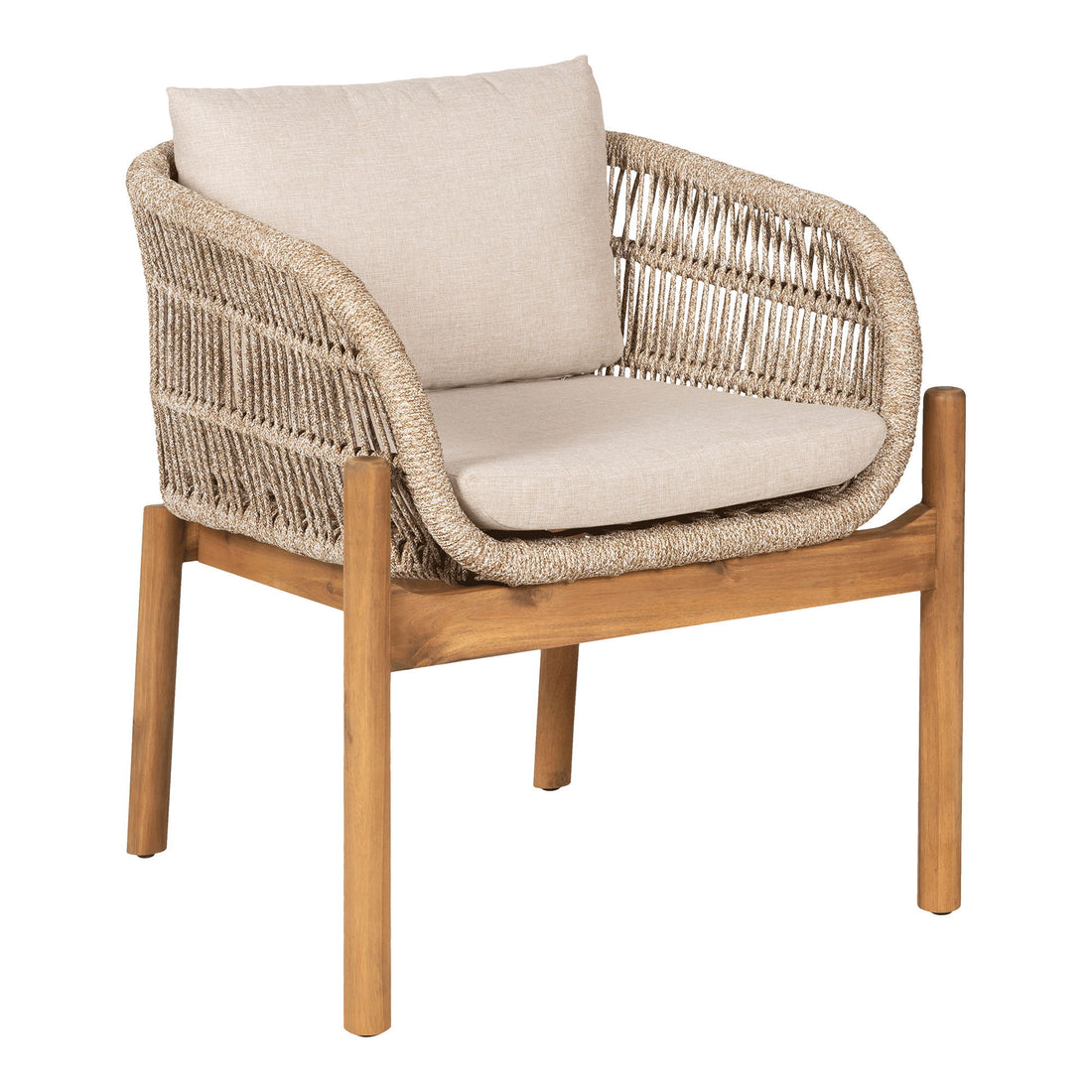 Dining table chair, acacia, beige, incl. Cushion