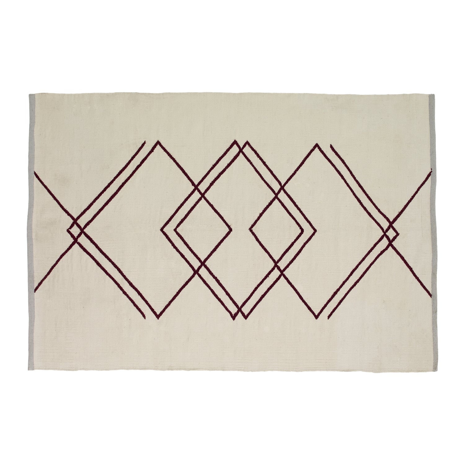 Rhomb Carpet White/Burgundy - 120x180cm