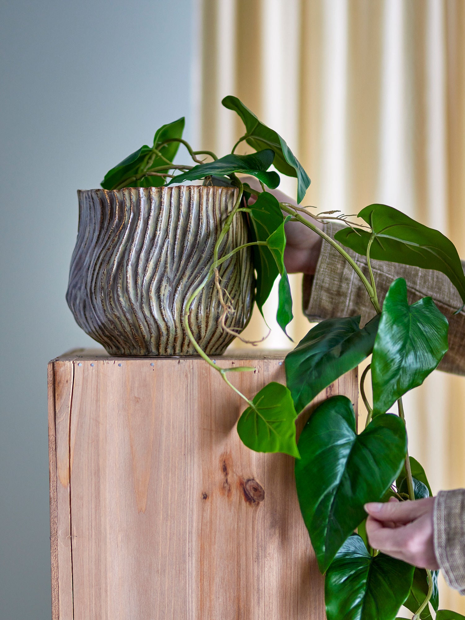 Bloomingville Dua Herbal Potted Hears, Green, Stoneware