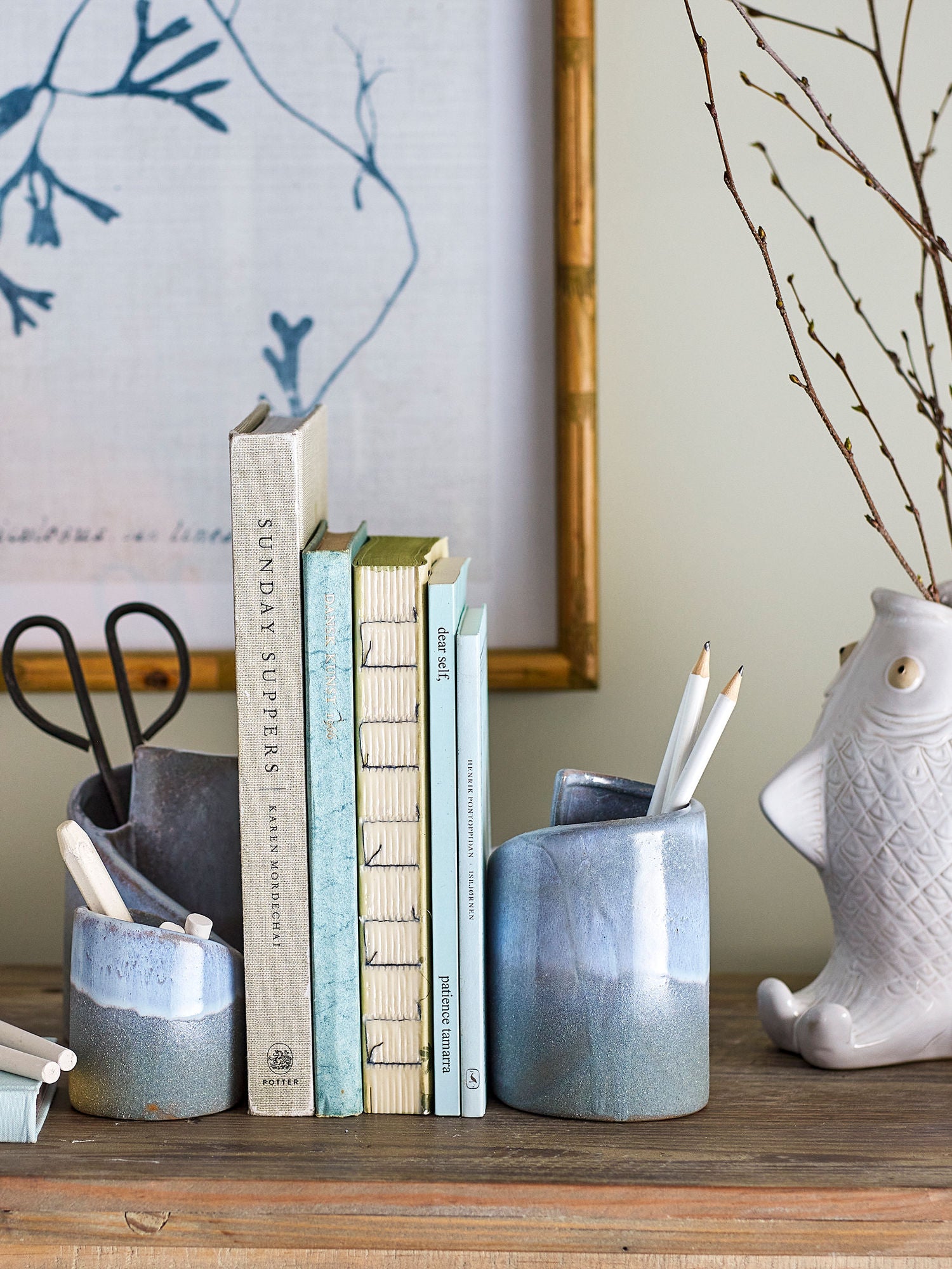 Creative Collection Meliad Book Support, Blue, Stoneware