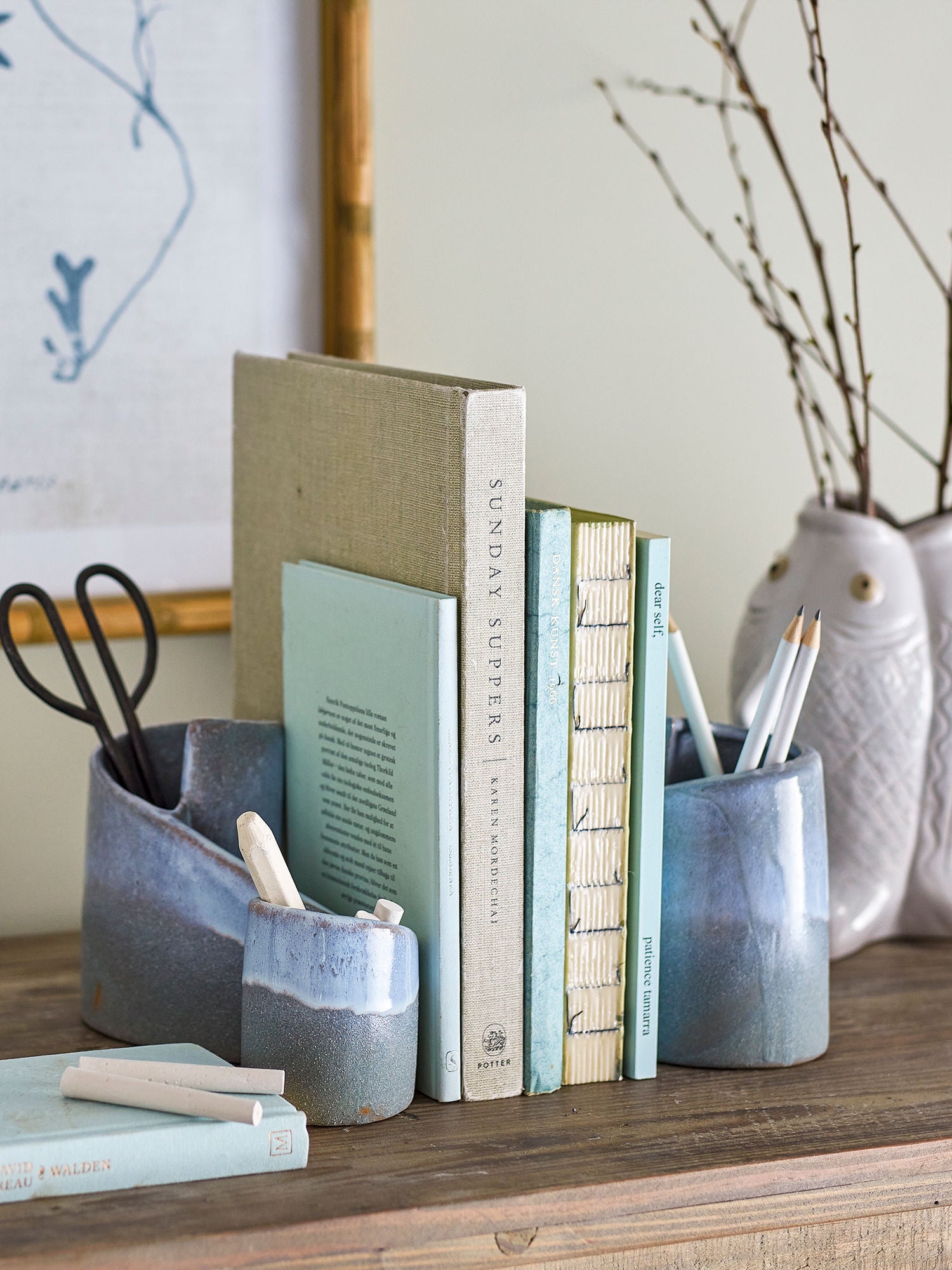 Creative Collection Meliad Book Support, Blue, Stoneware