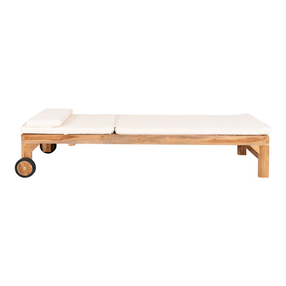 Andorra solar trolley with solar trolley cushion - solar trolley with solar trolley cushion, teak/cotton, nature/white