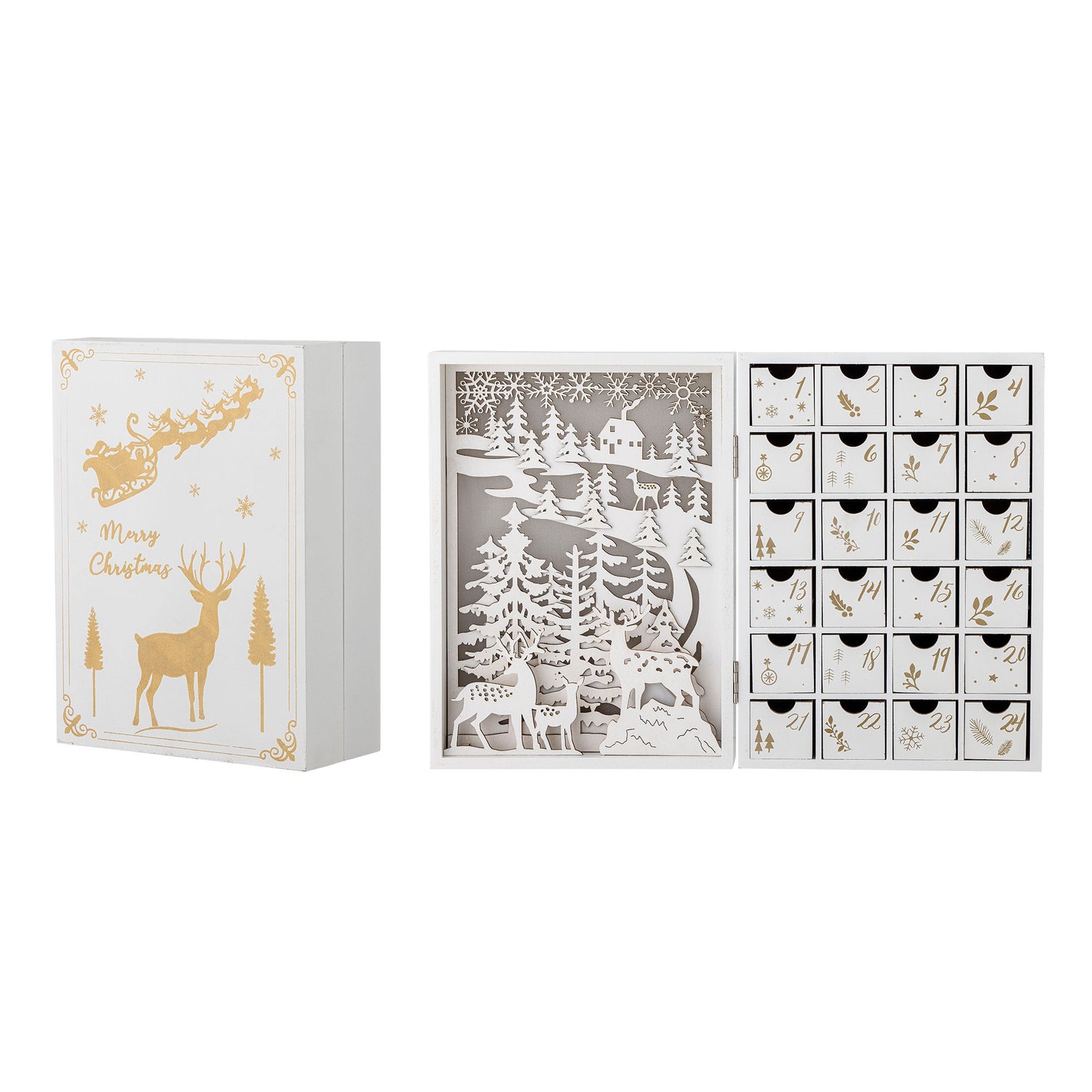 Bloomingville Elimar Calendar w/light, white, plywood