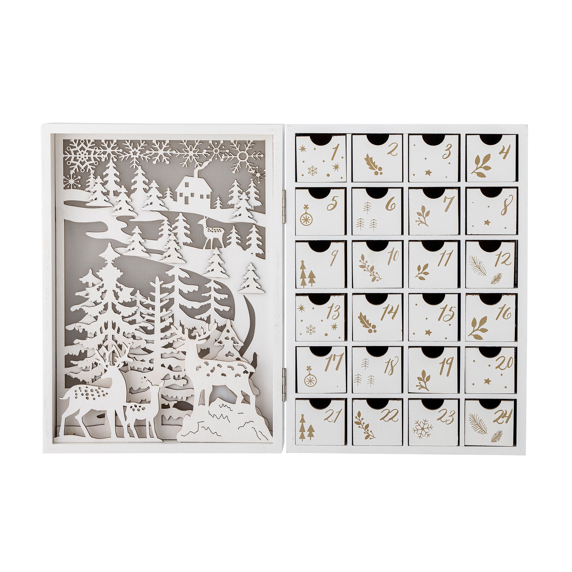 Bloomingville Elimar Calendar w/light, white, plywood
