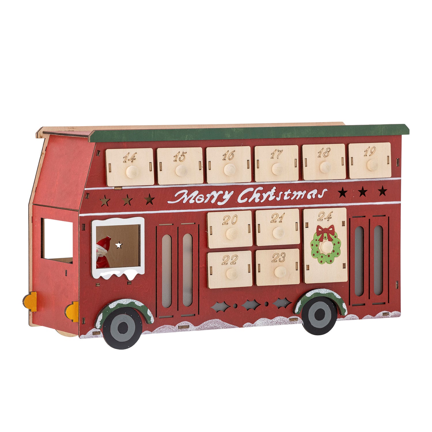 Bloomingville Edward Calendar w/light, red, plywood