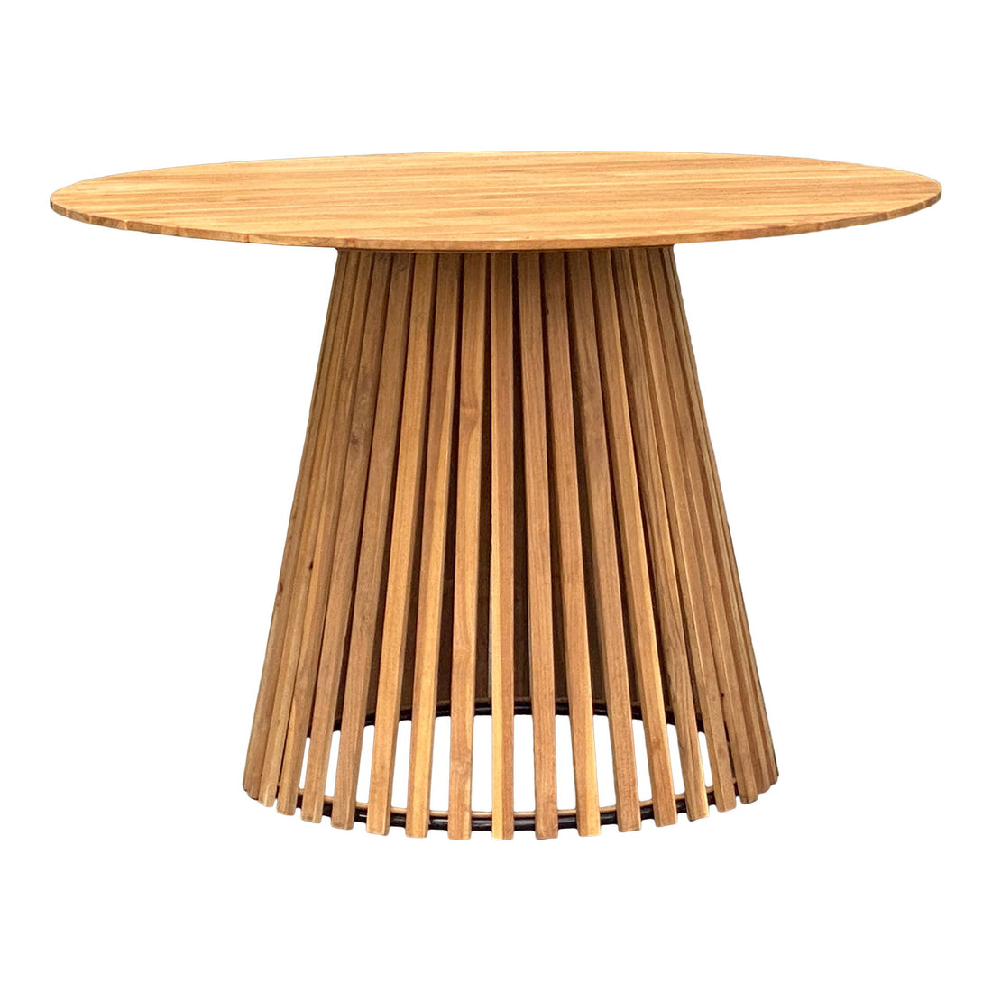 Dining table, teak countertop, teak base, nature Ø130x74 cm