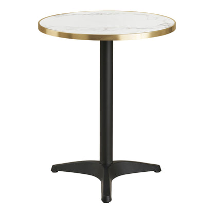 Café table - Café table, marble look countertop, white with gold edge, black legs, aluminum Ø60x73 cm