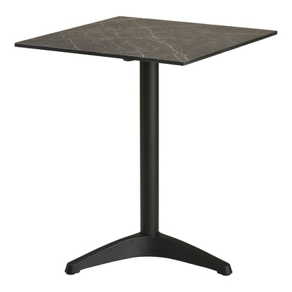 Café table - Café table, marble look countertop, dark gray, black legs, aluminum 60x60x73 cm