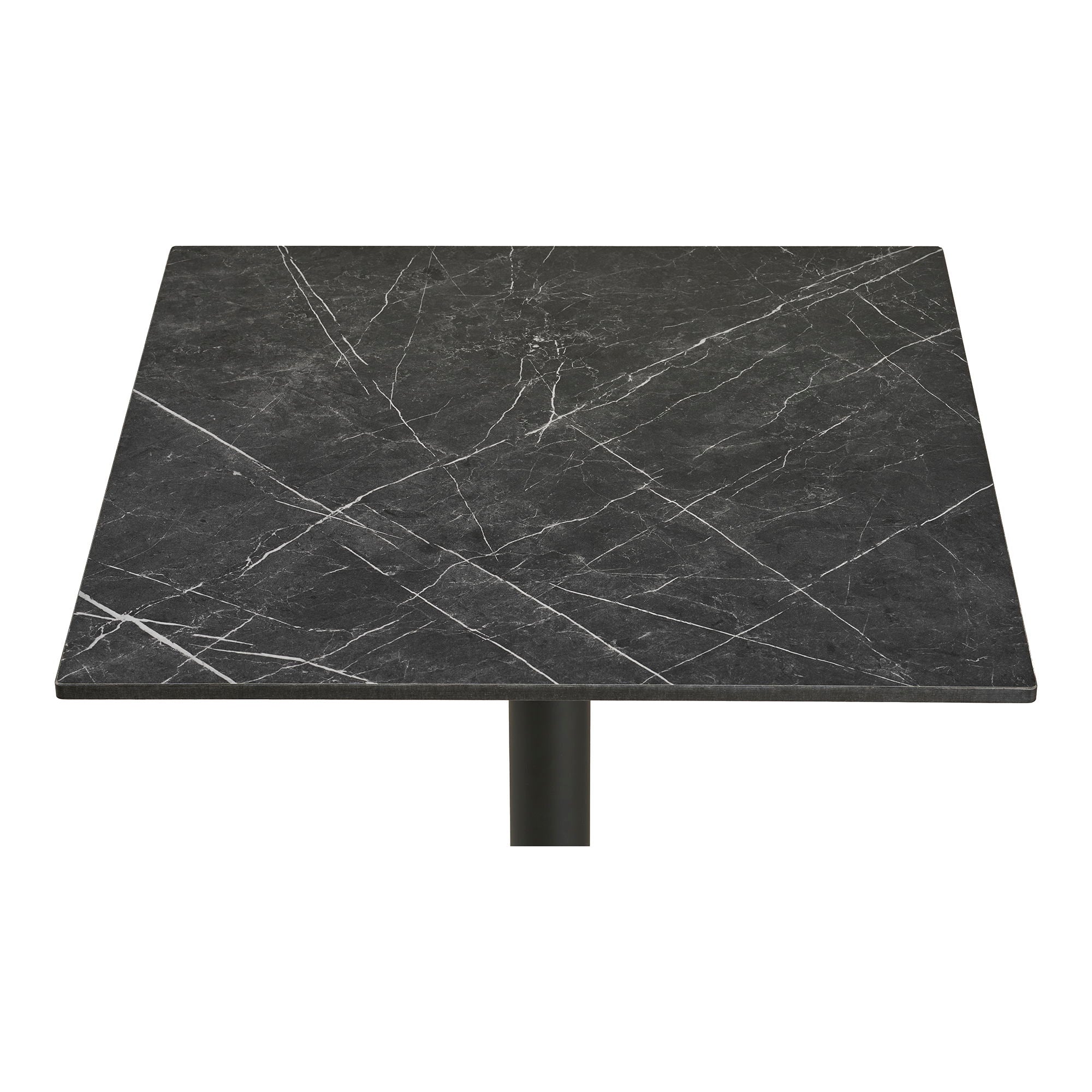 Café table - Café table, marble look countertop, dark gray, black legs, aluminum 60x60x73 cm