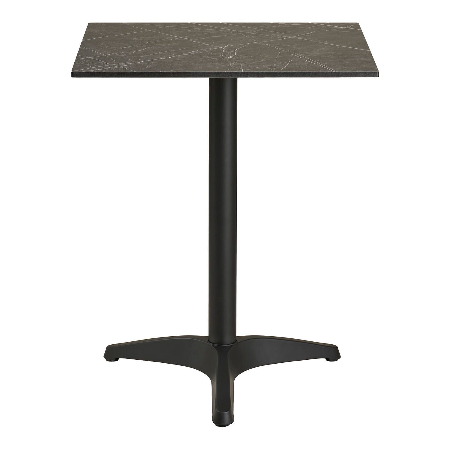 Café table - Café table, marble look countertop, dark gray, black legs, aluminum 60x60x73 cm