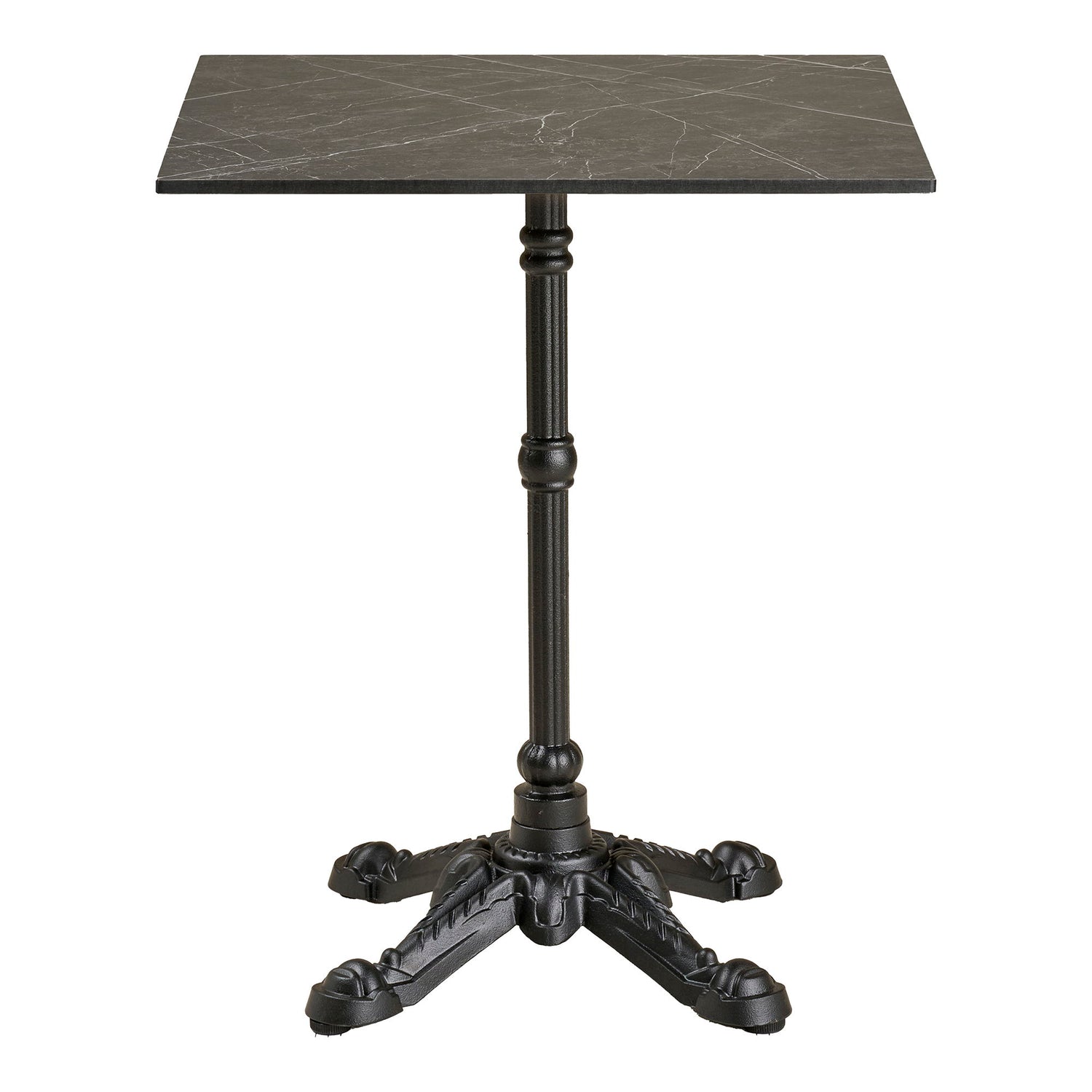 Café table - Café table, marble look countertop, dark gray, black legs, aluminum 60x60x73 cm
